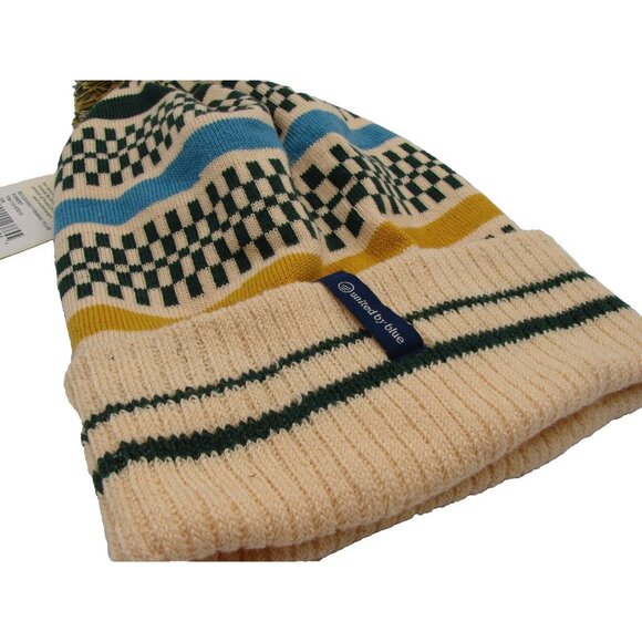 United by Blue Pom Pom Beanie Hat Collage Forest Design One Size NWT Winter Warm - Picture 3 of 10